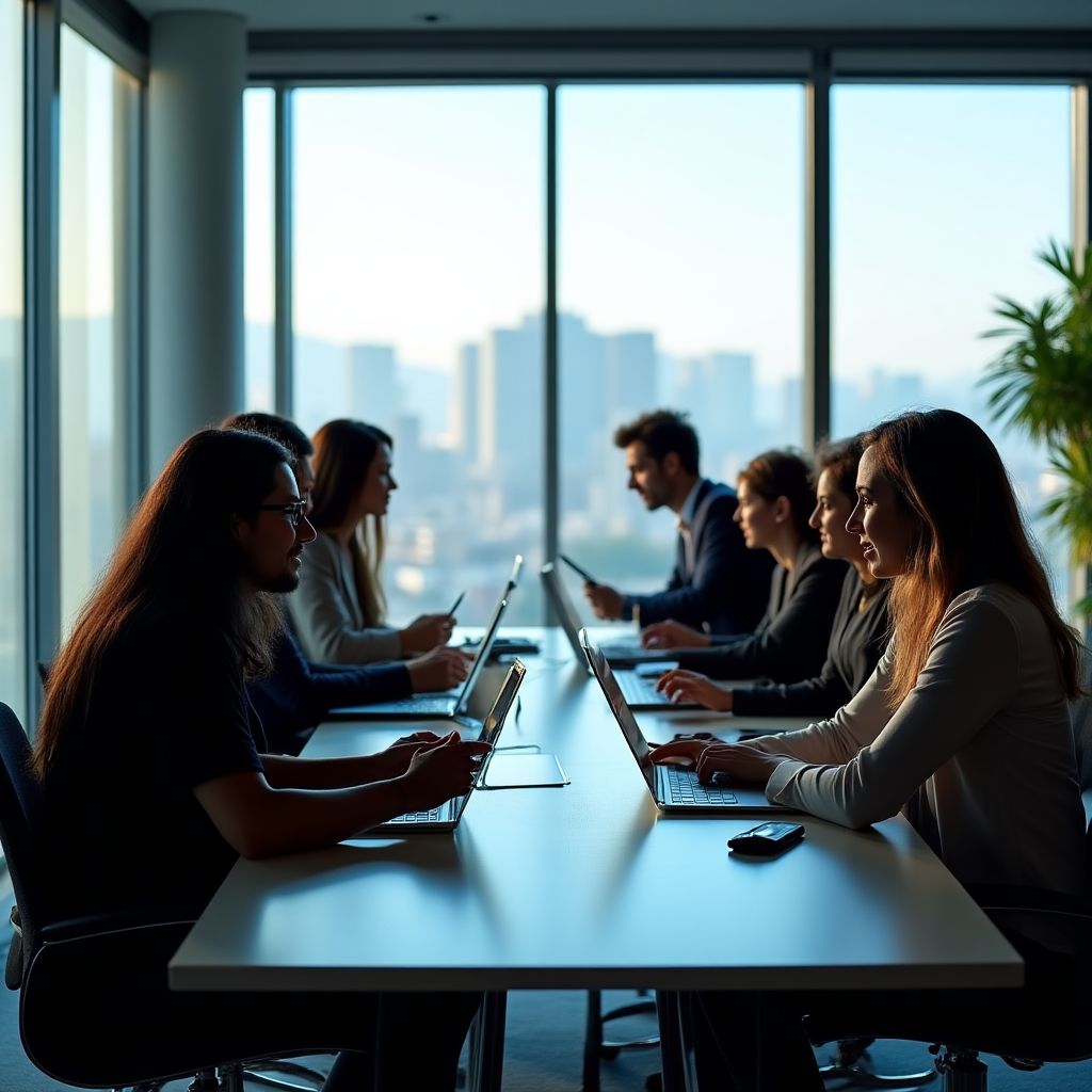 Equipo de Finanzas Inteligentes en oficina moderna