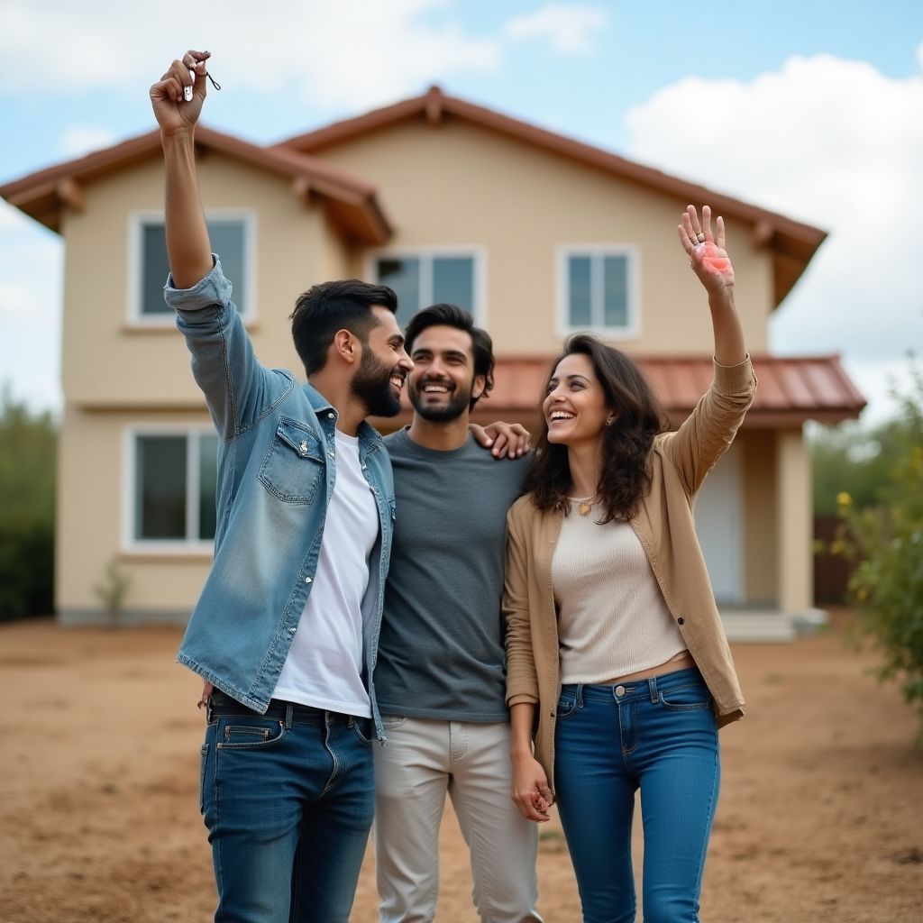 Familia celebrando logro financiero